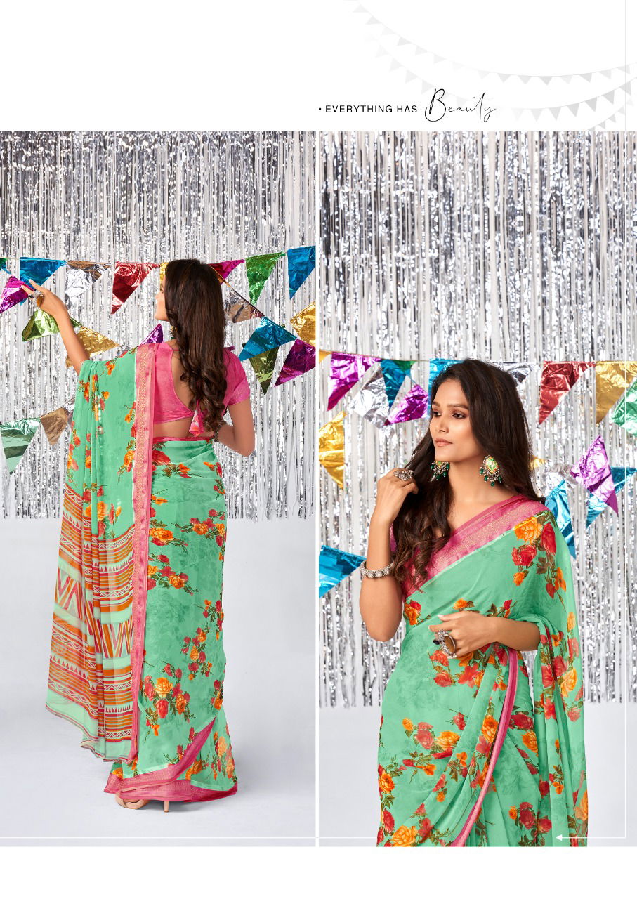 Stavan Shara New Printed Designer Fancy Wear Georgette Saree Collection